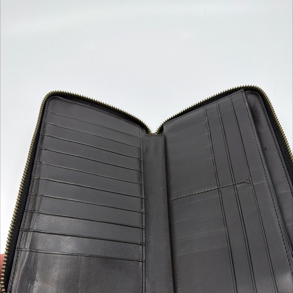 Coach Accordion Zip Brown/Black Signature Coated Canvas Wallet - Picture 5 of 8